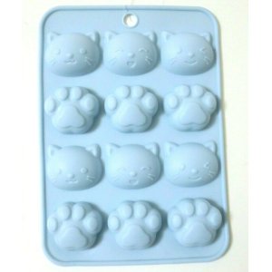 Photo: Silicone Mold Animal Cat Paw Ice cube Chocolate Blue New