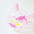 Photo2: Furin Glass Wind Chime Dolphin Japan pink Brand New (2)