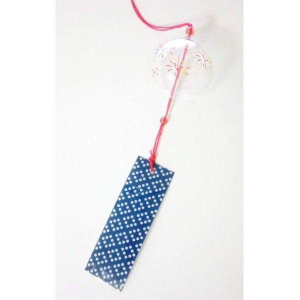 Photo1: Furin Glass Wind Chime fireworks Japan Brand New (1)