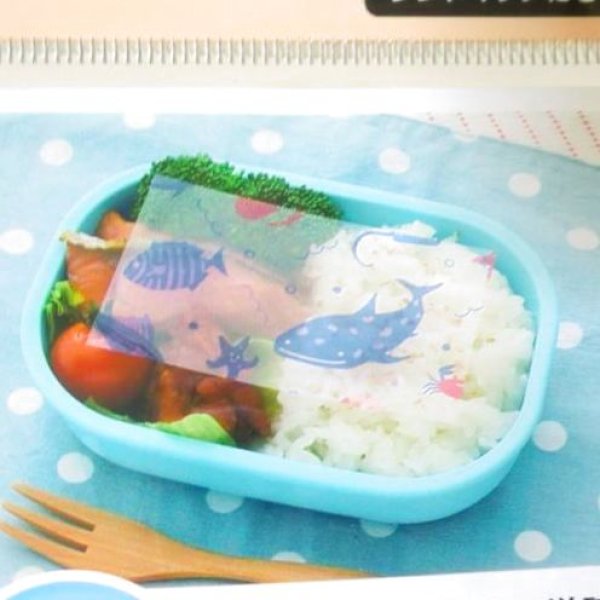 Photo2: Bento Lunch Box Accessory Food antibacterial sheet Ocean Marine Japan New (2)