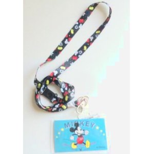 Photo: Disney Mickey Mouse ID Card Holder Neck Strap lanyard with case Black New