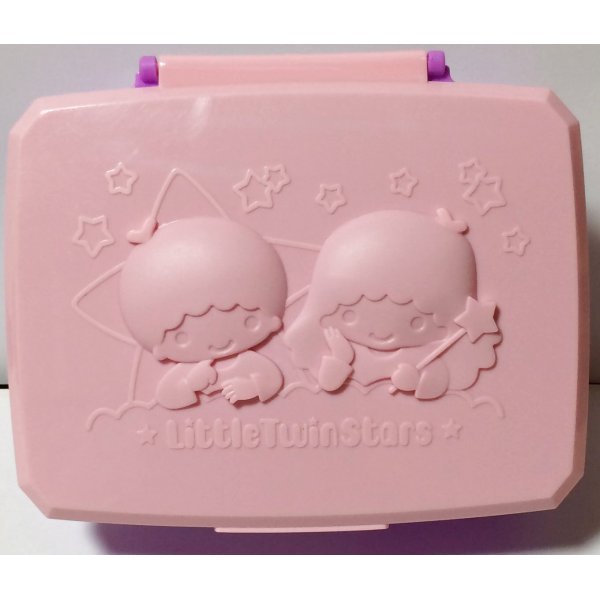 Photo1: Sanrio Little Twin Stars Kiki & Lala Cotton Tissue etc...Case Makeup Pink Brand New (1)