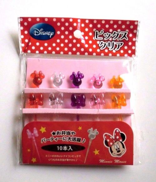 Photo1: Disney Minnie Mouse Food Picks Crystal Bento Lunch Party (1)