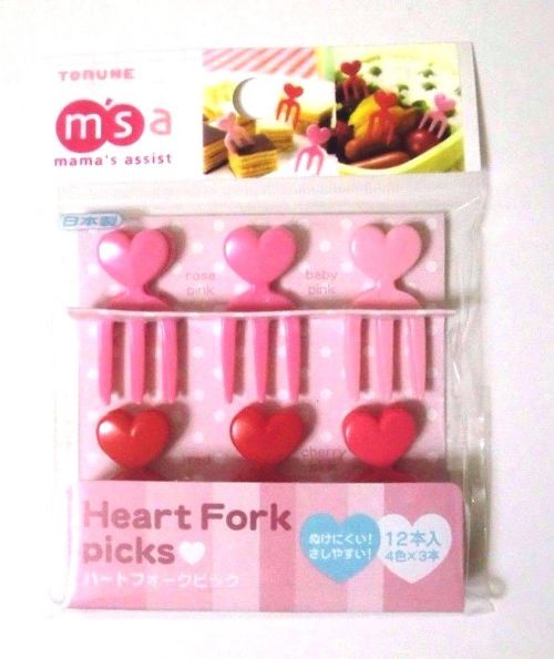 Photo1: Bento Lunch Box Accessory Heart Food Fork Picks 12 pcs Brand-New Pink Red (1)