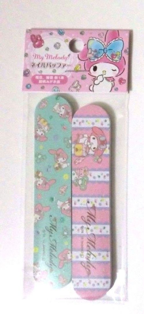 Photo1: Sanrio My Melody Nail File Buffer Set Pink Green Brand-New (1)