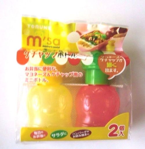 Photo1: Bento Lunch Box Accessory Animal Mayo Mayonnaise Ketchup Mini Bottle 2 pcs set Brand-New (1)