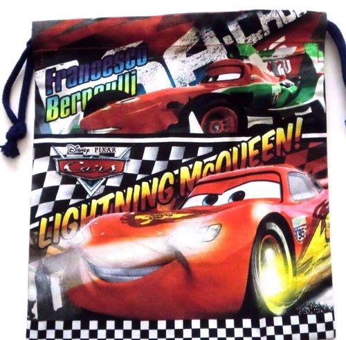 Photo1: Disney Cars Pouch Kinchaku Mini Bag Lunch Bento Black Brand New (1)