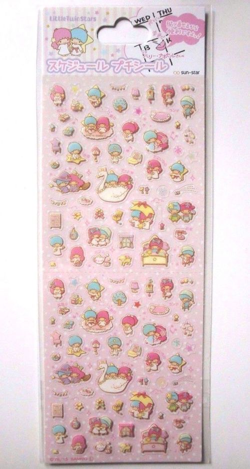 Photo1: Sanrio Little Twin Stars Kiki & Lala Schedule Vinyl Petit Sticker Brand-New (1)