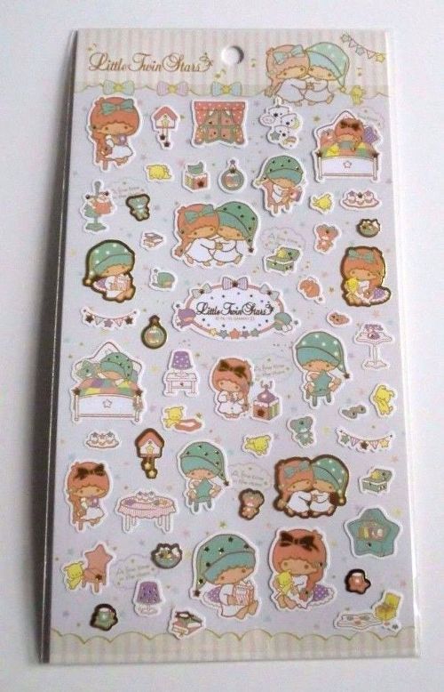 Photo1: Sanrio Little Twin Stars Kiki & Lala Stickers Room Brand-New (1)