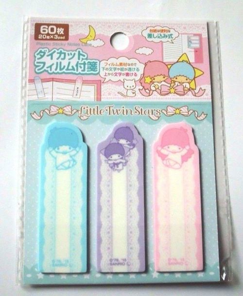 Photo1: Sanrio Little Twin Stars Kiki & Lala Film Memo Tags Slips Labels Brand New (1)