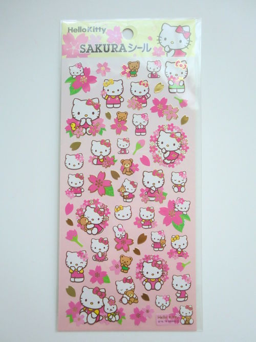 Photo1: Sanrio Hello Kitty Sakura Stickers Pink Brand New (1)