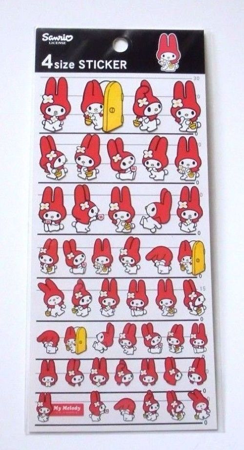 Photo1: Sanrio My Melody Mymelo 4 Size Sticker Brand-New (1)