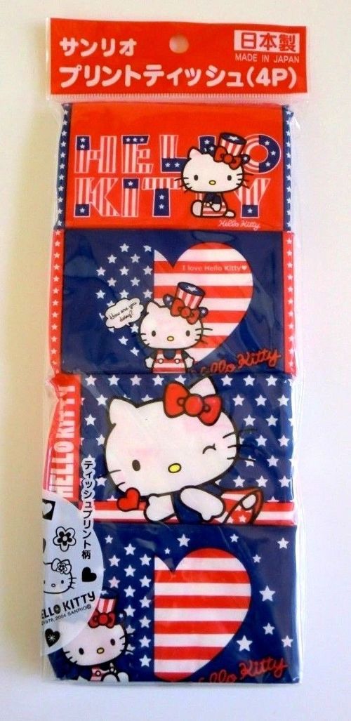 Photo1: Sanrio Hello Kitty Pocket Tissue 4 pcs USA Brand New (1)