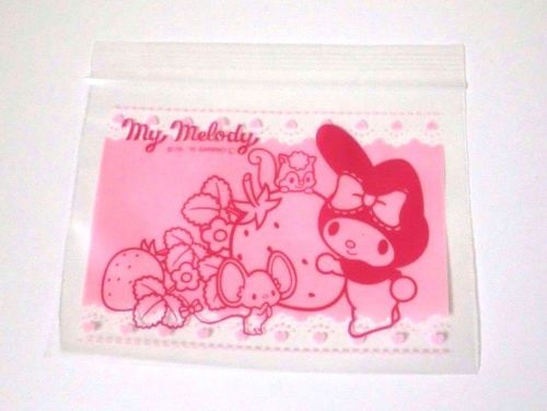 Photo1: Sanrio My Melody Plastic Ziplock Bags 15pcs S Wide Pink Brand New (1)