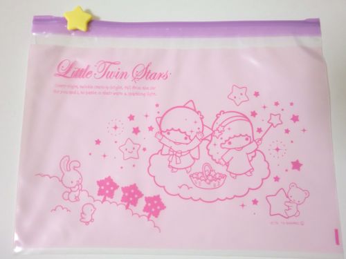 Photo1: Sanrio Little Twin Stars Kiki & Lala Plastic Slide Packs 3 pcs set Purple Pink M Brand New (1)