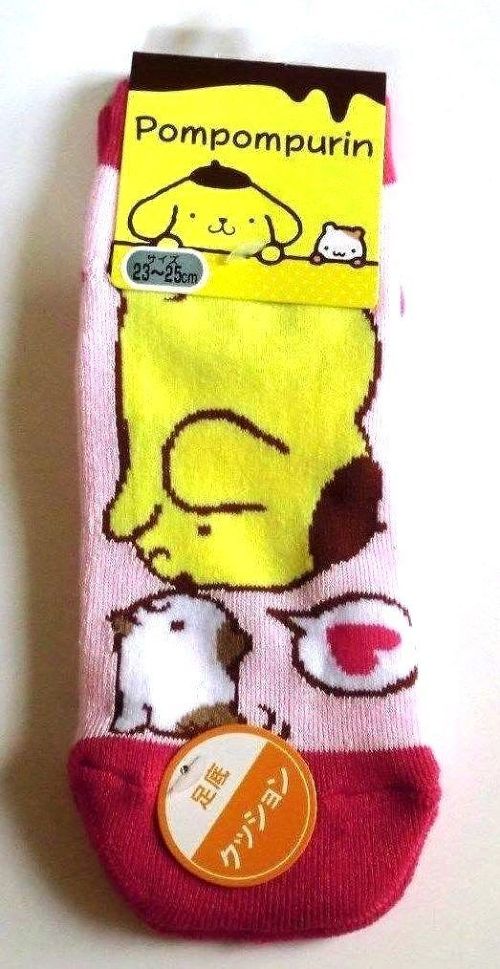 Photo1: Sanrio Pompompurin Ankle Low Cut Cushion Socks Thick Brand New Pink (1)