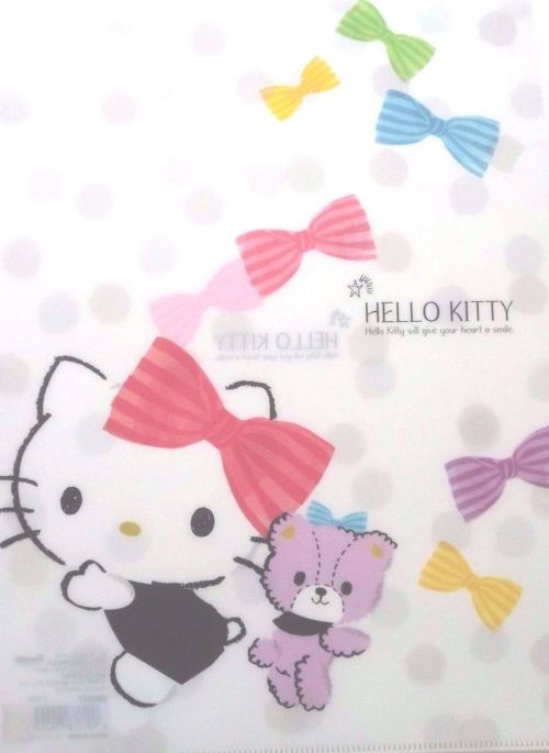 Photo1: Sanrio Hello Kitty Ribbon Clear File Folder Pink Brand New (1)