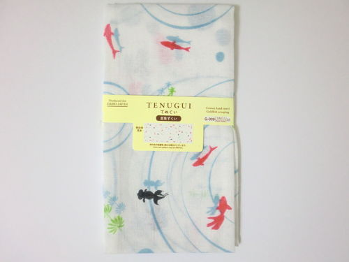 Photo1: Tenugui Cotton Cloth Kingyo Goldfish Japanese 100% Cotton Brand-New (1)