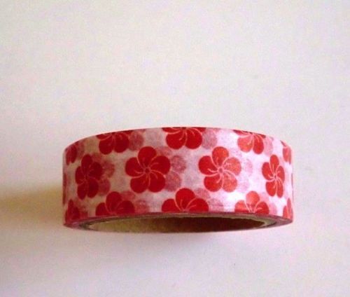 Photo1: Decorative Craft Washi Masking Tape Sticker Flower Red Brand New (1)