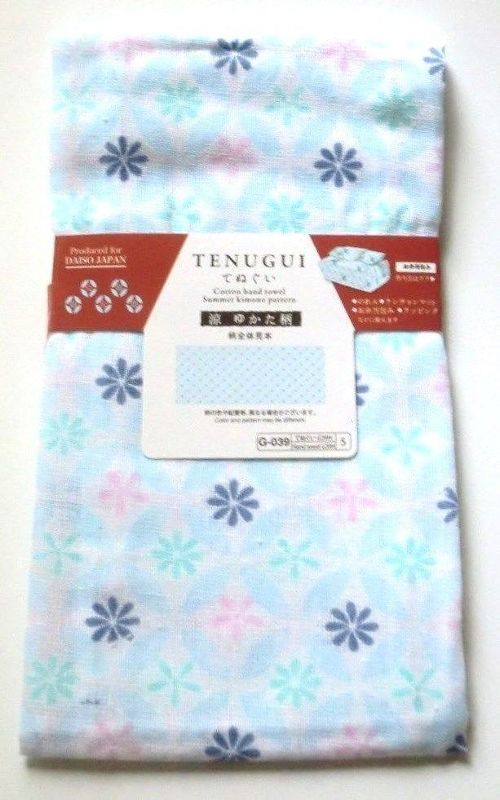 Photo1: Tenugui Cotton Hand Cloth Japan Flower 100% Cotton Brand-New Blue (1)