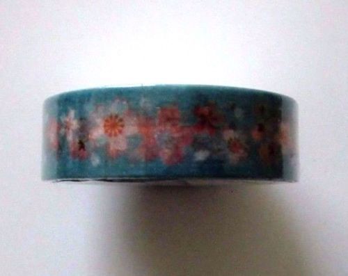 Photo1: Decorative Craft Washi Masking Tape Sticker Sakura Pattern Blue New (1)