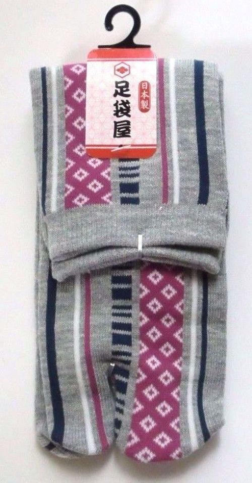 Photo1: Japanese Geta Split-toe Tabi Socks Shibori Pattern Kimono Yukata New Gray Purple (1)