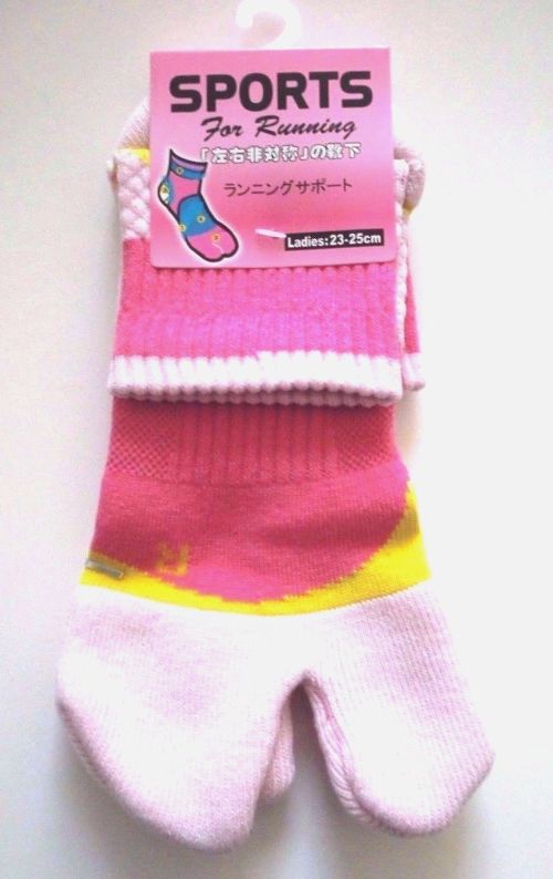 Photo1: Japanese Geta Split-toe Tabi Socks Sports Running Pink Brand New (1)