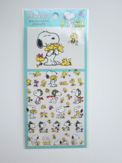 Photo1: Peanuts Snoopy Woodstock Vinyl Sticker Green Brand New (1)