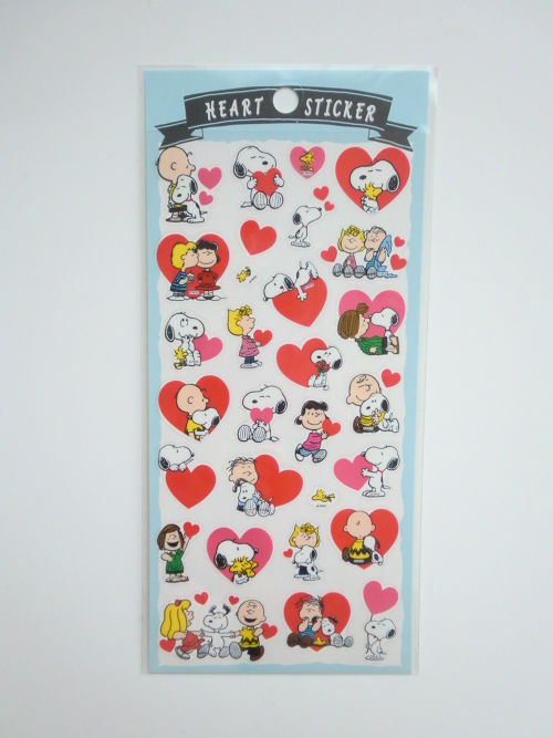 Photo1: Peanuts Snoopy Heart Vinyl Sticker Blue Brand New (1)