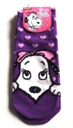 Photo1: Peanuts Snoopy Belle Ankle Low Cut Socks Purple Brand New (1)