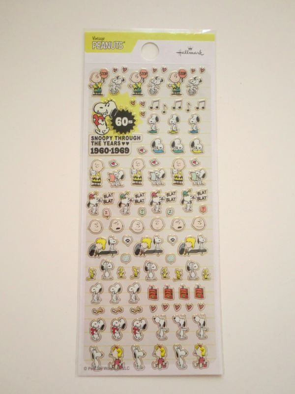 Photo1: Peanuts Snoopy Vinyl Stickers 60s Brand New (1)