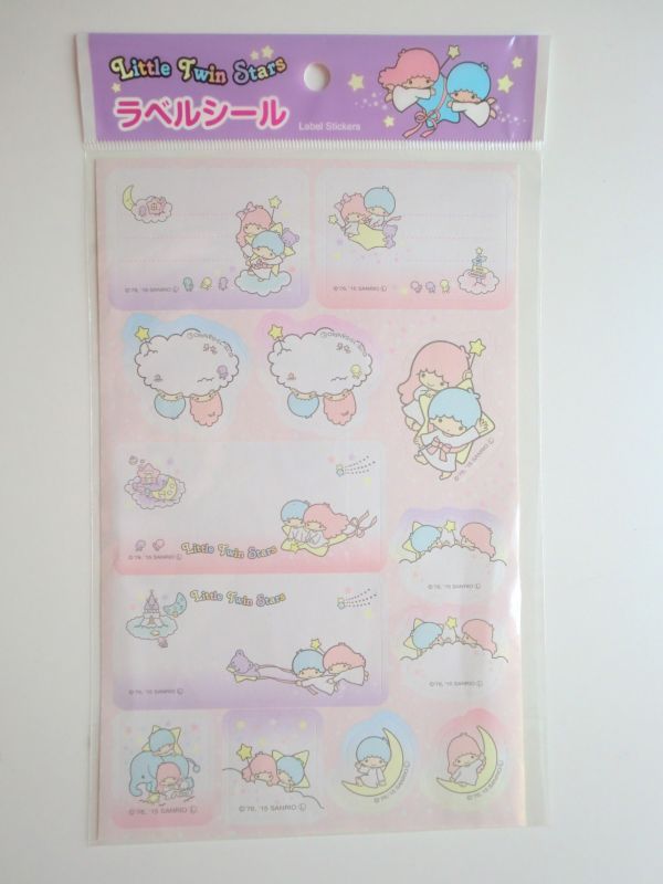 Photo1: Sanrio Little Twin Stars Kiki & Lala Label Stickers Brand-New (1)