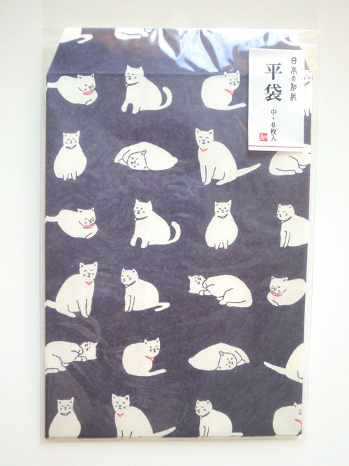 Photo1: Japanese Paper Washi Envelopes Set M Cat Brand New (1)