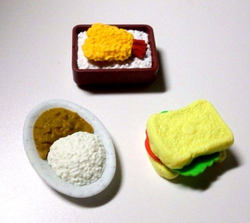 Photo1: Eraser Toy Japanese Food Tendon Curry Sandwich Japan Brand New (1)