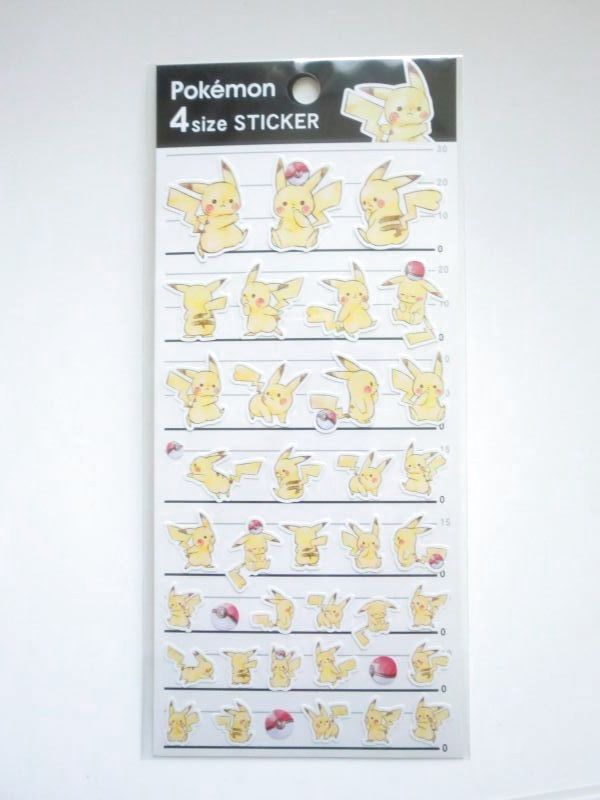 Photo1: Pokemon Pikachu 4 Size Stickers Brand New (1)