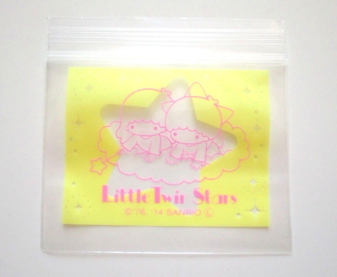 Photo1: Sanrio Little Twin Stars Kiki & Lala Plastic Ziplock Petit Bags 30pcs Yellow Wide (1)