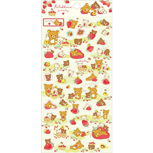 Photo1: San- X Rilakkuma Strawberry party Stickers Brand New (1)