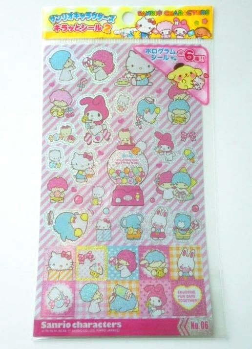 Photo1: Sanrio Character Glitter Stickers Hello Kitty Little Twin Stars My Melody etc... (1)