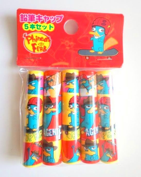 Photo1: Disney Phineas and Ferb Pencil Caps Red Yellow Brand New (1)