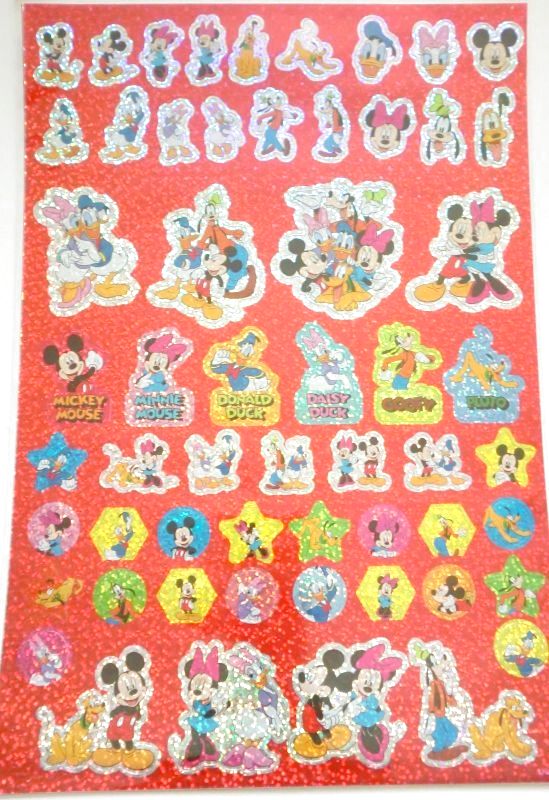 Photo1: Disney Mickey Minnie Mouse Hologram Big Sticker Brand New red (1)