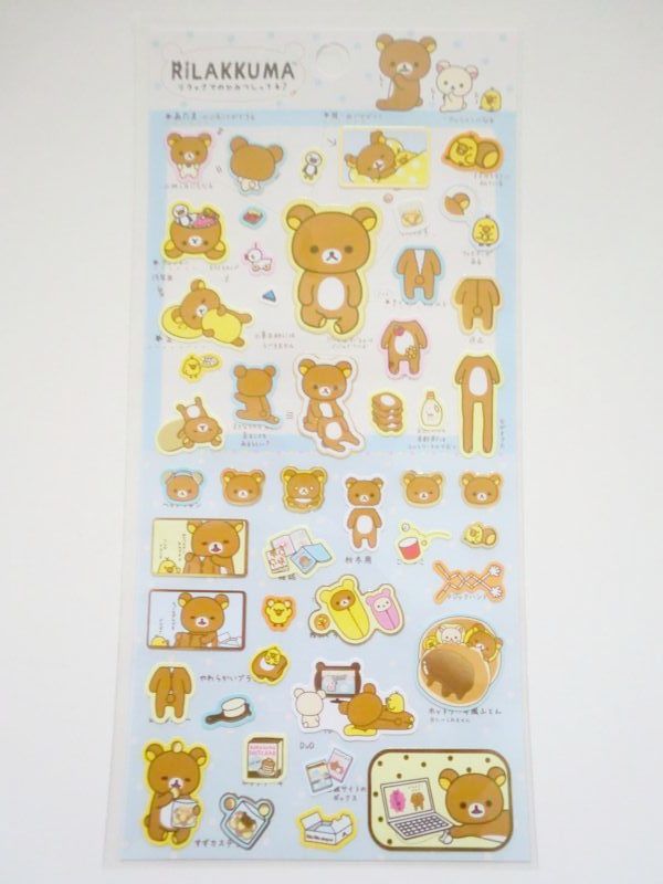 Photo1: San-X Rilakkuma Kigurumi costume Stickers blue Brand New  (1)