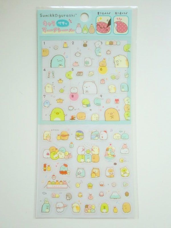 Photo1: San-X Sumikko Gurashi index notebook planner etc.. vinyl Stickers Blue New  (1)