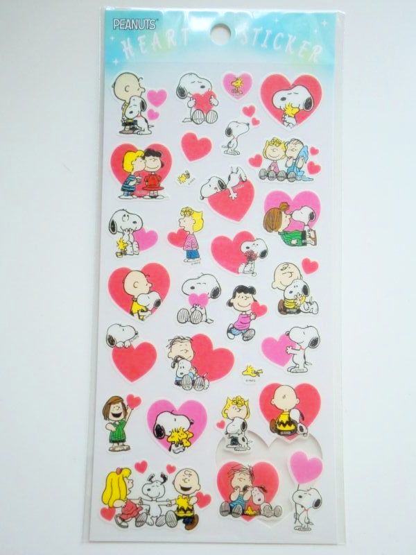 Photo1: Peanuts Snoopy Stickers Charlie Brown heart blue Brand-New (1)