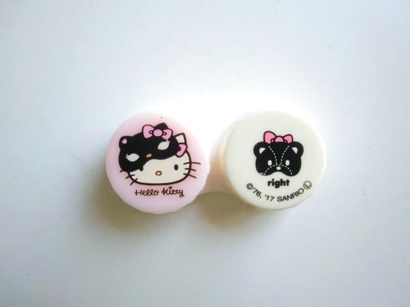 Photo1: Sanrio Hello Kitty Contact Lens Case pink white Brand New (1)