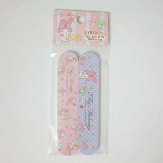 Photo1: Sanrio My Melody Nail File Buffer Set Pink Purple Brand-New (1)