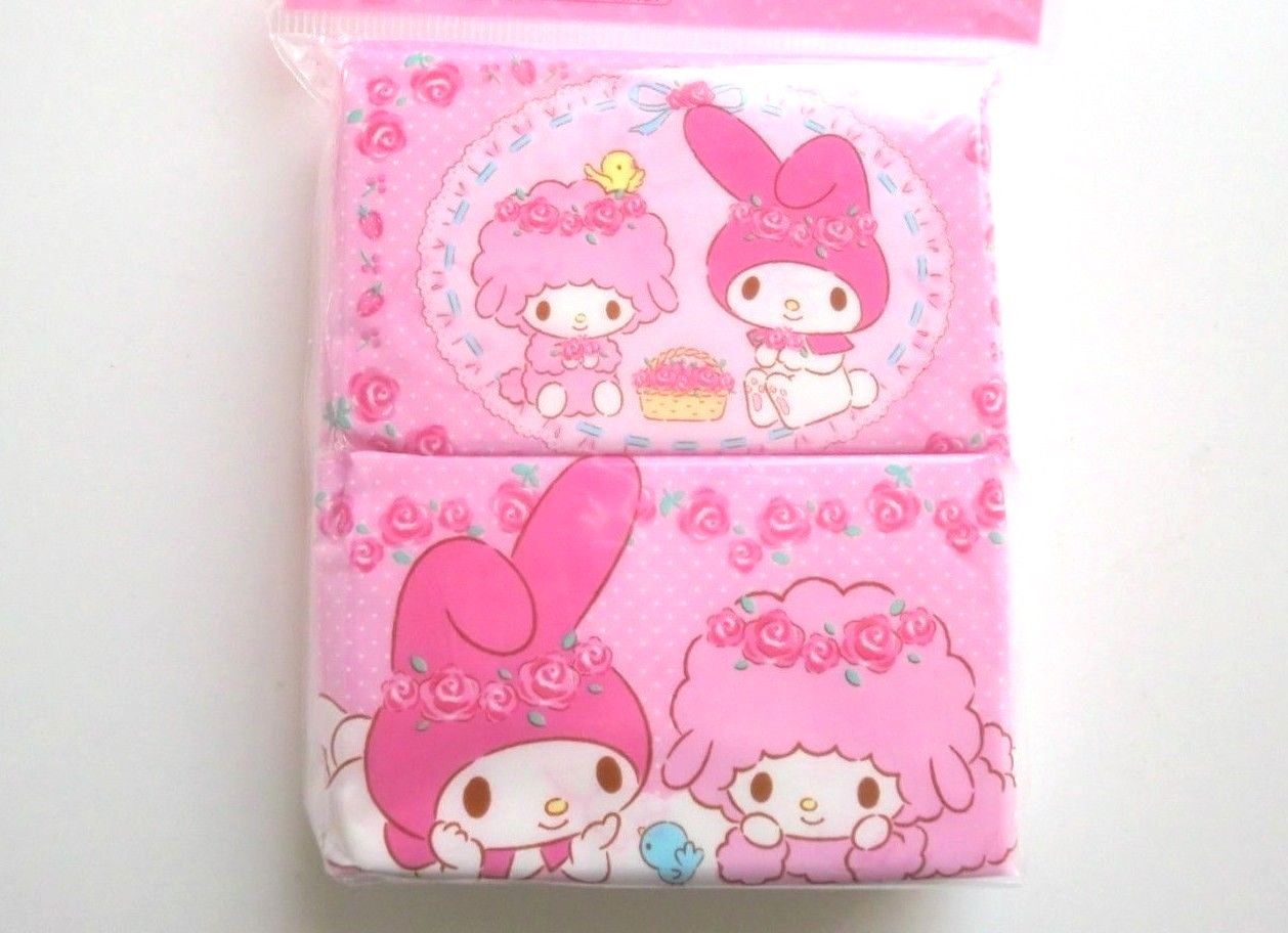 Photo1: Sanrio My Melody Pocket Tissue 4 pcs pink Brand New (1)