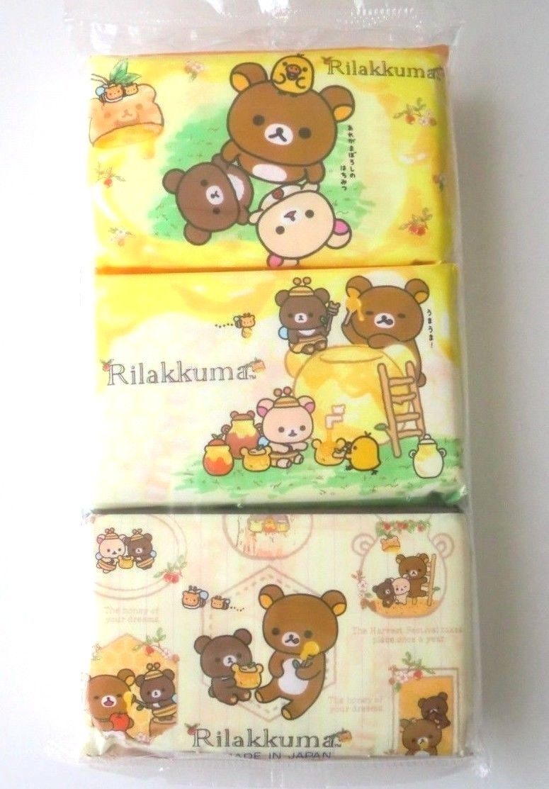 Photo1: San-X Rilakkuma Pocket Tissue 6 pcs honey picnic Brand New (1)