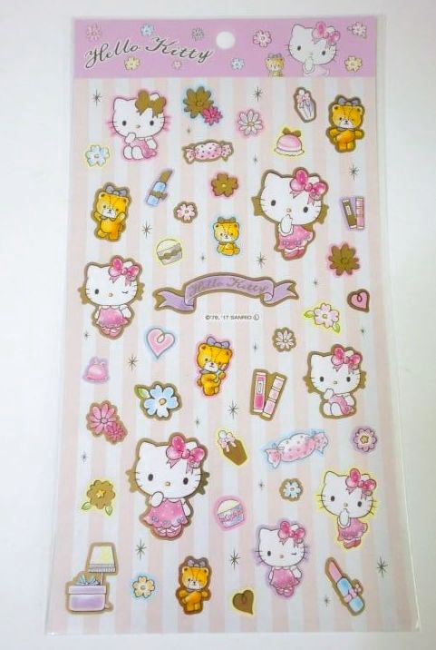 Photo1: Sanro Hello Kitty stickers makeup flower pink Brand New  (1)