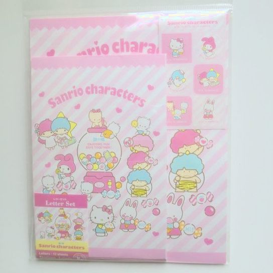 Photo1: Sanrio Hello Kitty Kiki Lala My Melody etc... Writing paper set letter pink Brand New (1)