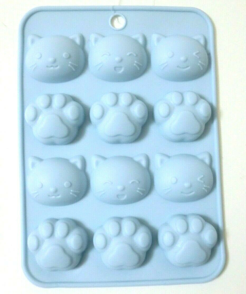 Photo1: Silicone Mold Animal Cat Paw Ice cube Chocolate Blue New (1)